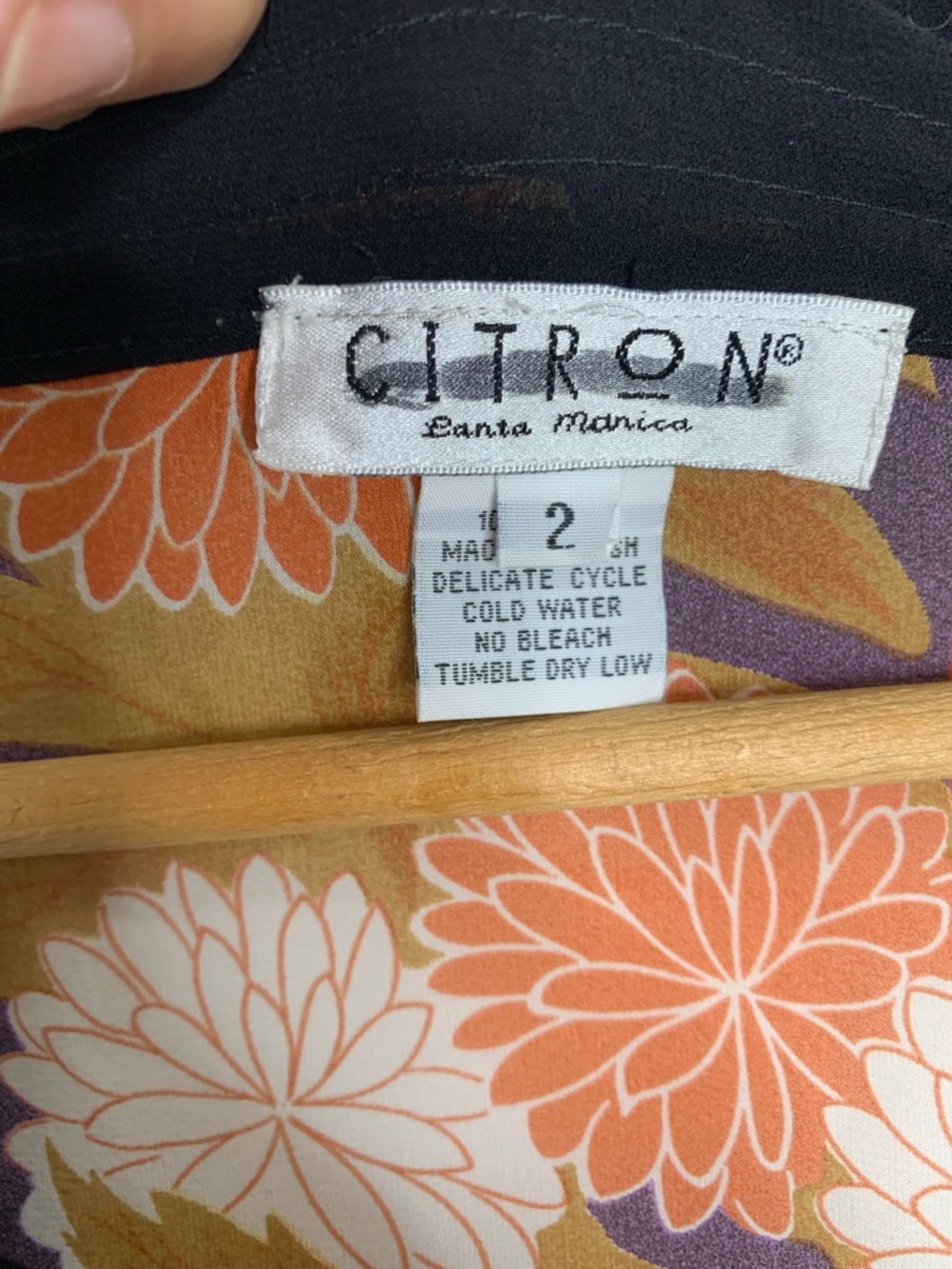 Citron of Santa Monica Yellow Floral Print Kimono Jacket with Black Trim - Picture 5 of 5